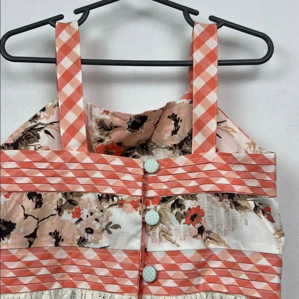 Matilda Jane ivory and orange floral sundress with lace overlay size 6 New!
